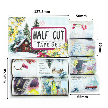 Under the wind and snow Die Cutting Washi/Fog PET Tape featuring snow, and wind designs for journaling, scrapbooking and collage