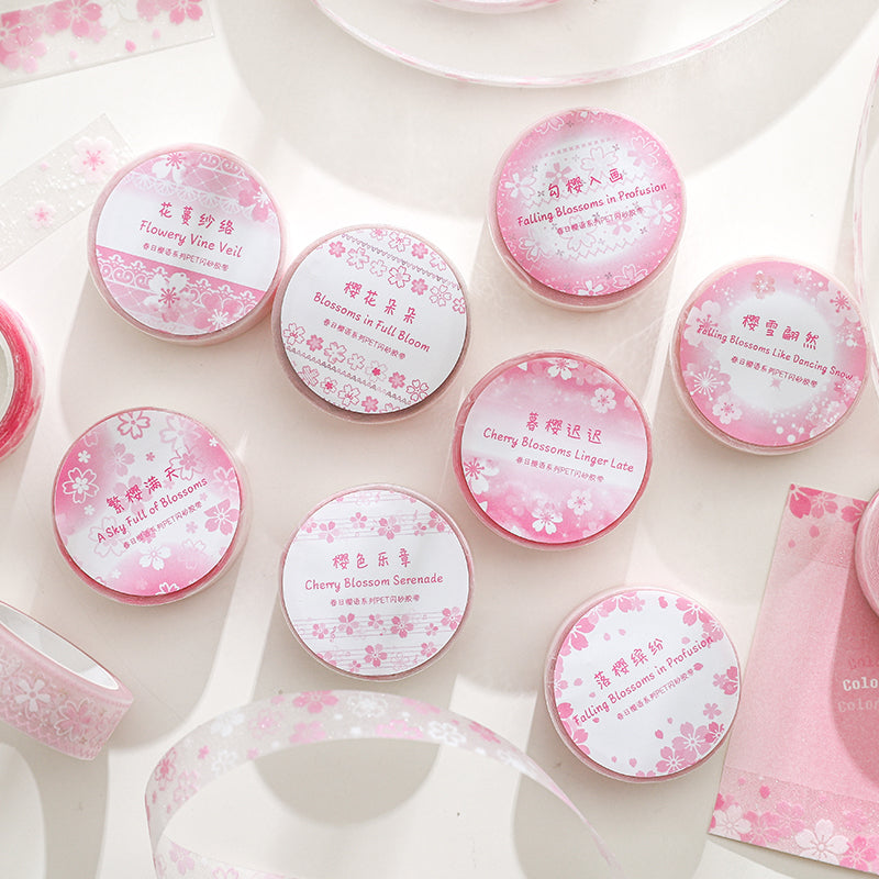Spring Blossom Words Series Flash PET Tape featuring spring designs for journaling, scrapbooking and collage