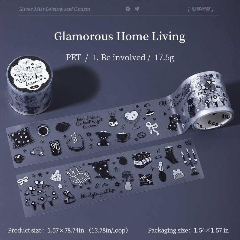 Silver Mist Leisure Series Die Cutting Silver Stamping Fog PET Tape
