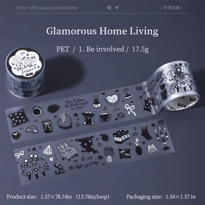 Silver Mist Leisure Series Die Cutting Silver Stamping Fog PET Tape