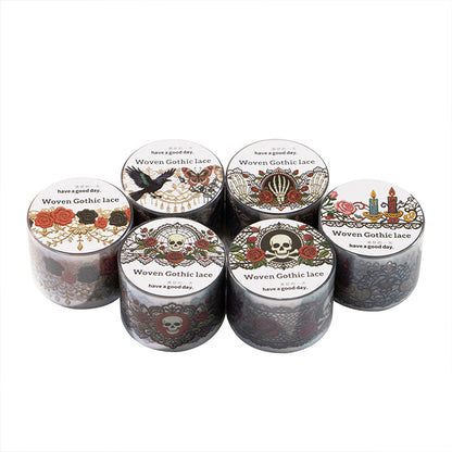 Woven Gothic Lace Series PET Tape featuring lace designs for journaling, scrapbooking and collage