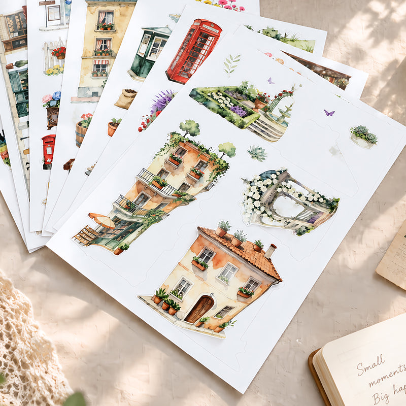 Charming Town Sticker Book featuring book designs for journaling, scrapbooking and collage