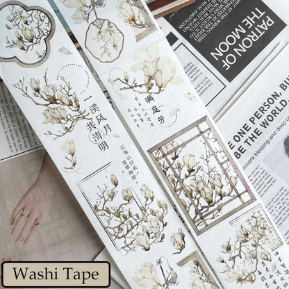 Whole Roll 6.5cm*5m Jade Silver Flower Die Cutting Washi/PET Tape