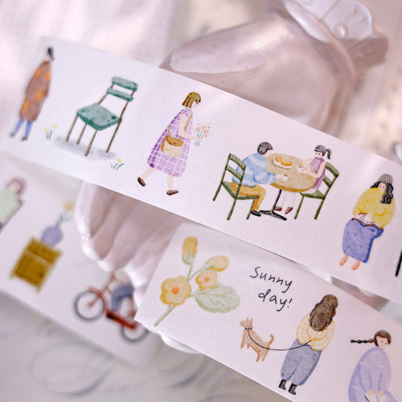 3cm*50cm Sunny day Die Cutting Washi/Fog PET Tape featuring sun designs for journaling, scrapbooking and collage