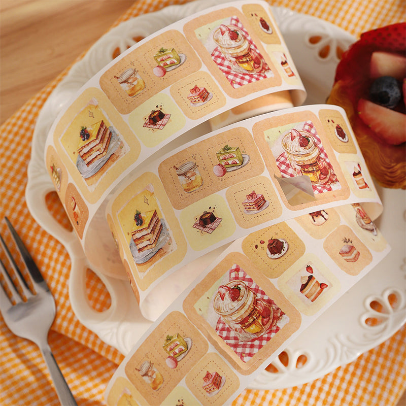 Warm Tea Gentle Prelude Series Die Cutting Kraft Paper Tape featuring tea designs for journaling, scrapbooking and collage
