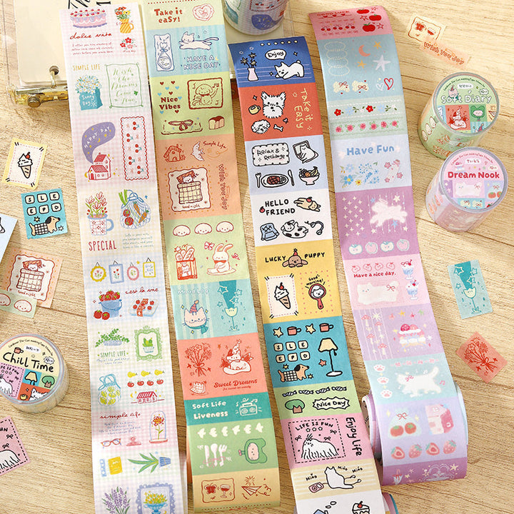 Random Doodling Series Die Cutting Washi Tape for journaling, scrapbooking and collage