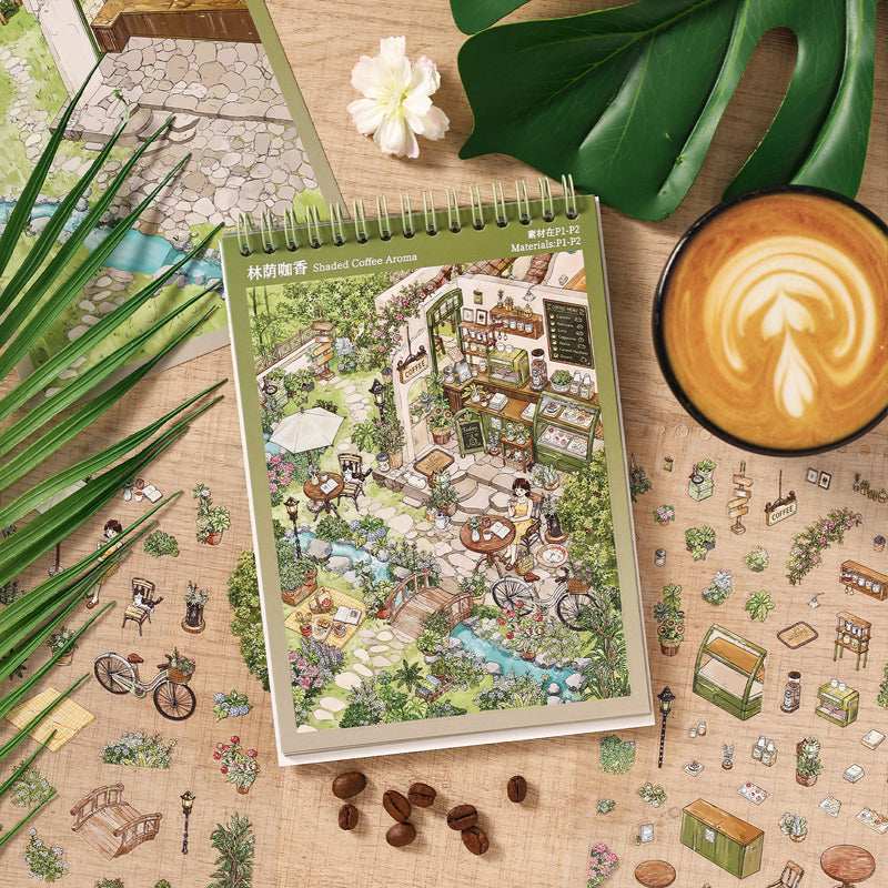 Forest Travel Series 3D Sticker Book featuring forest, and book designs for journaling, scrapbooking and collage