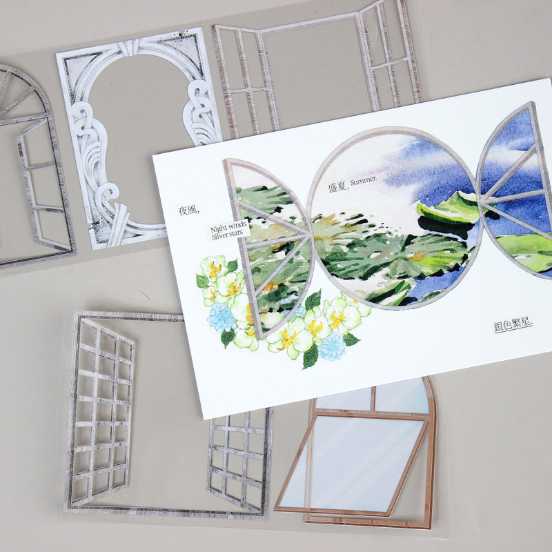 Whole Roll 8cm*5.1m Outside Window PET Tape featuring wind designs for journaling, scrapbooking and collage