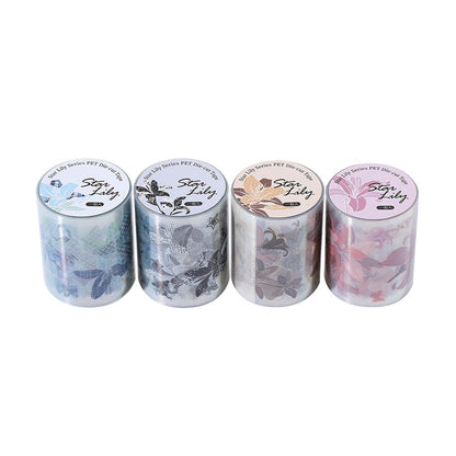 Star Flower Lily Series Die Cutting PET Tape featuring flower, and star designs for journaling, scrapbooking and collage