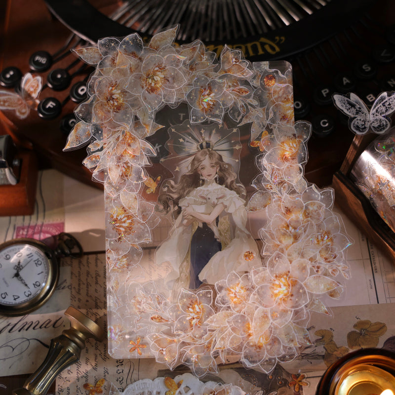 6cm*100cm Fragrant Orchids Die Cutting Shell Silver/Gold/Light PET Tape