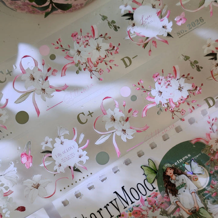 5.5cm*60cm Pink Ribbon Lily Die Cutting PET Tape
