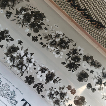 Whole Roll 5.5cm*3m Ink Shadow Flower Die Cutting PET Tape featuring flower, and shadow designs for journaling, scrapbooking and collage