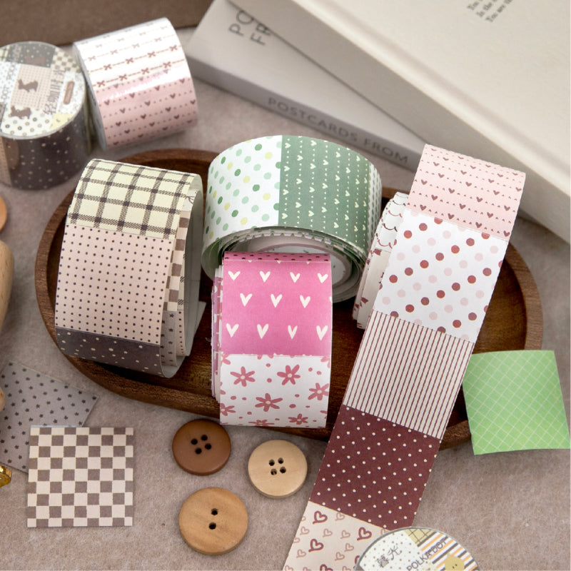 Dot Pattern Battle Series Die Cutting White Kraft Paper Tape featuring white, and dot designs for journaling, scrapbooking and collage