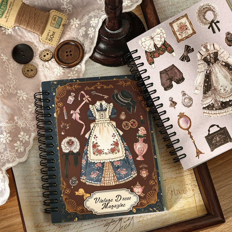 Retro Fashion Magazine Series Sticker Book featuring retro, and book designs for journaling, scrapbooking and collage