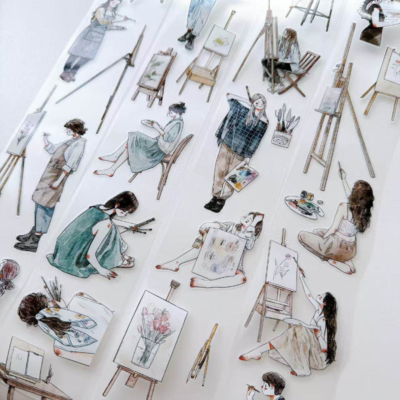 6cm*333cm Drawing girl Die Cutting Washi/PET/Fog PET Tape featuring girl designs for journaling, scrapbooking and collage