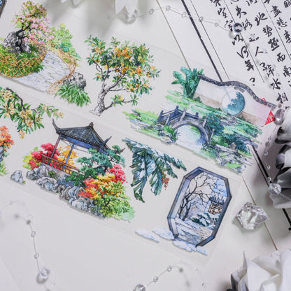 6cm*60cm Courtyard Through the Four Seasons PET Tape featuring sea designs for journaling, scrapbooking and collage