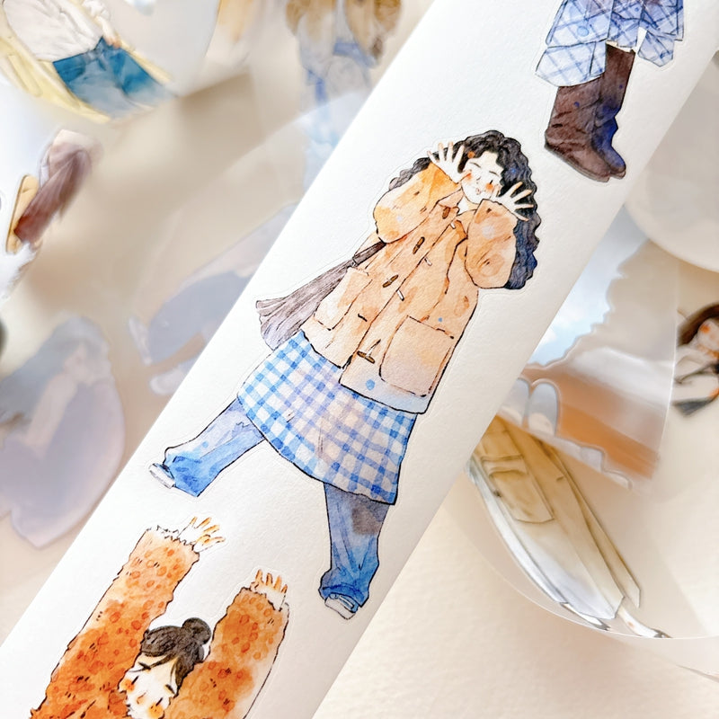 Whole Roll 5cm*10m Little Brown Die Cutting Washi/PET/Fog PET Tape