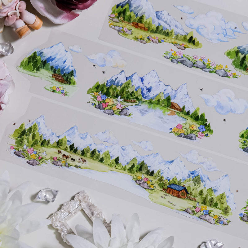 7cm*100cm Villages Pastures PET Tape for journaling, scrapbooking and collage