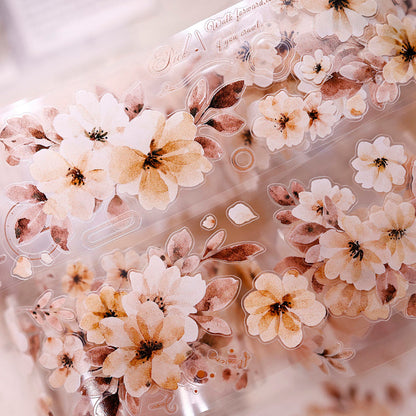5.5cm*150cm Warm yellow branches Die Cutting Washi/PET Tape for journaling, scrapbooking and collage