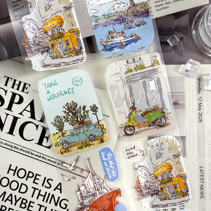 Whole Roll 7cm*5m Take a Journey Die Cutting Washi/PET/Fog PET Tape for journaling, scrapbooking and collage