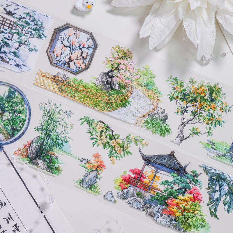 6cm*60cm Courtyard Through the Four Seasons PET Tape featuring sea designs for journaling, scrapbooking and collage