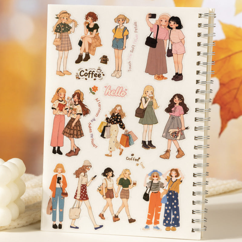 The orange flavored girl series Die Cutting PET Tape featuring red, girl, and orange designs for journaling, scrapbooking and collage