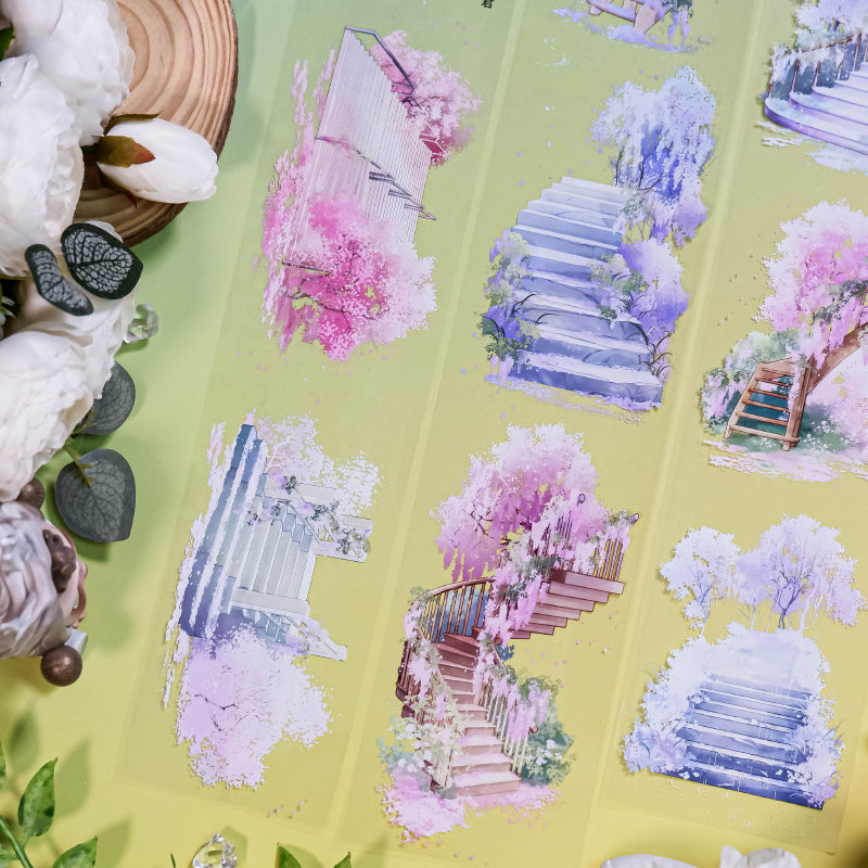 Whole Roll 6.5cm*5m Four Seasons Flower Stairs PET Tape