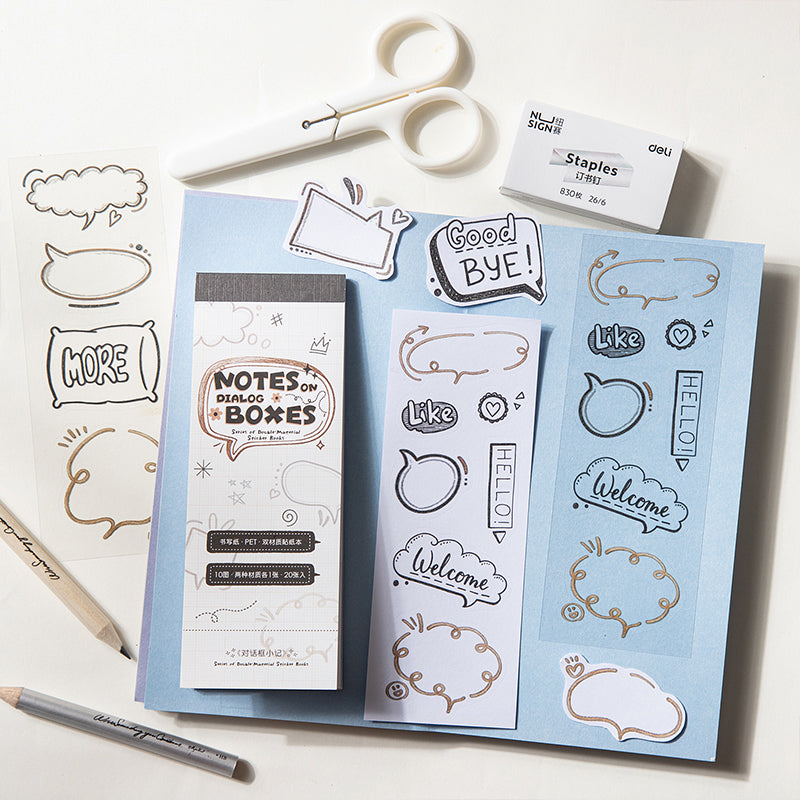 Notes Boxes Series Sticker Book featuring book designs for journaling, scrapbooking and collage