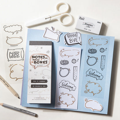Notes Boxes Series Sticker Book featuring book designs for journaling, scrapbooking and collage