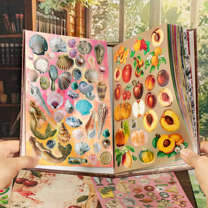 Retro Sanctuary Series Sticker Book featuring retro, and book designs for journaling, scrapbooking and collage