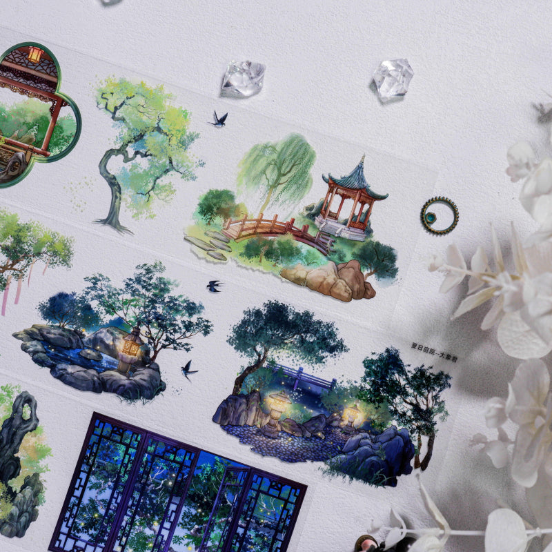 7.5cm*90cm Summer Garden PET Tape featuring garden, and summer designs for journaling, scrapbooking and collage