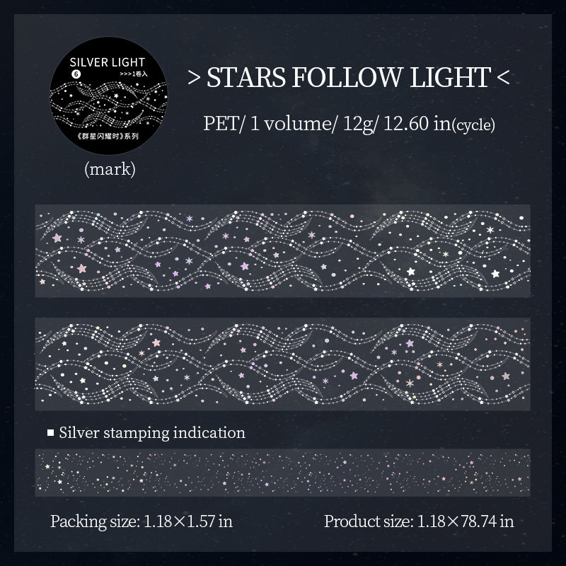When The Stars Shine series Silver Stamping PET Tape