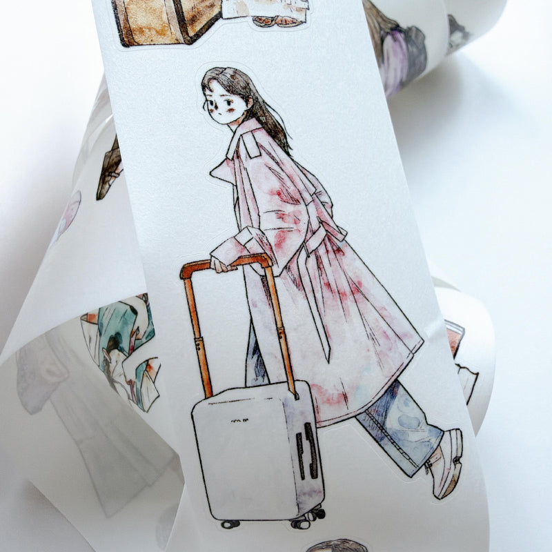 4.5cm*333cm Set Off On Journey Die Cutting Washi/PET/Fog PET Tape for journaling, scrapbooking and collage