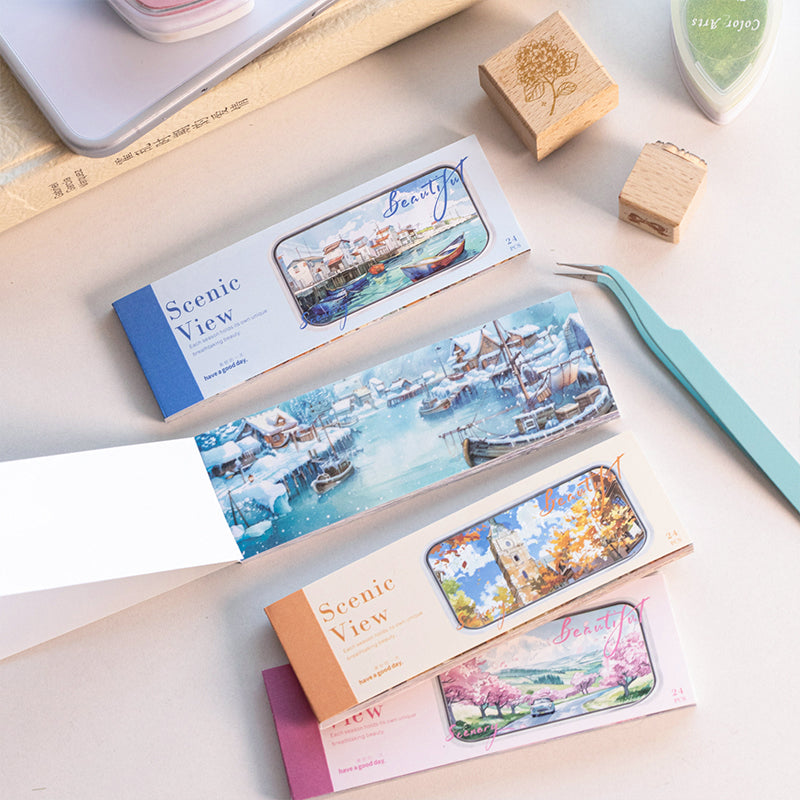 Beautiful Scenery View Series Sticker Book featuring book designs for journaling, scrapbooking and collage