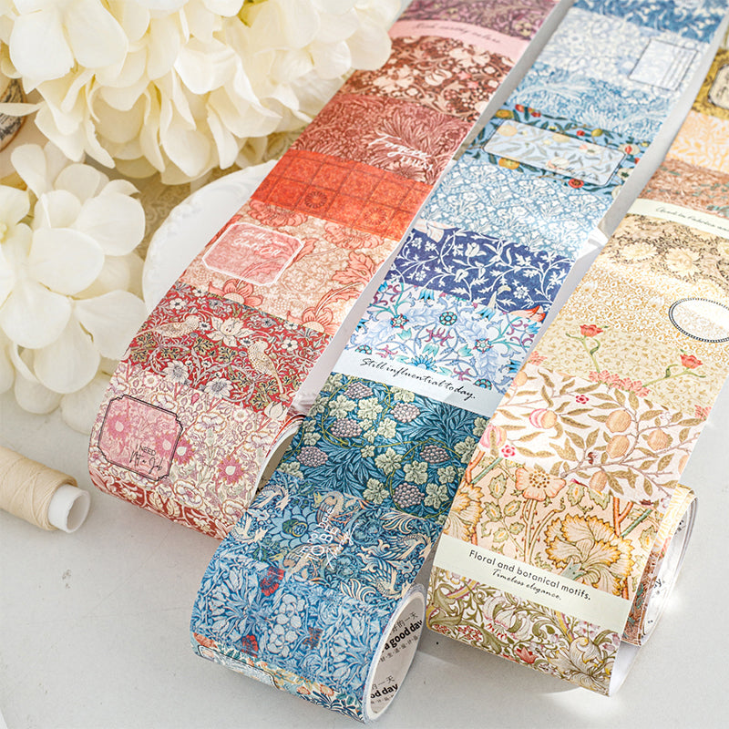Maurice's flower paper Series Die Cutting White Kraft Paper Tape featuring white, and flower designs for journaling, scrapbooking and collage