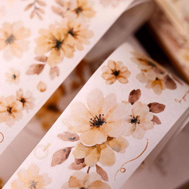 Whole Roll 5.5cm*6m Warm yellow branches Die Cutting Washi/PET Tape for journaling, scrapbooking and collage