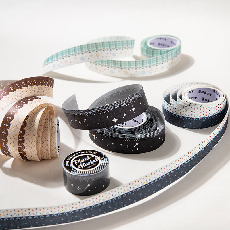 Star Grid Pattern Series Washi Tape featuring star designs for journaling, scrapbooking and collage