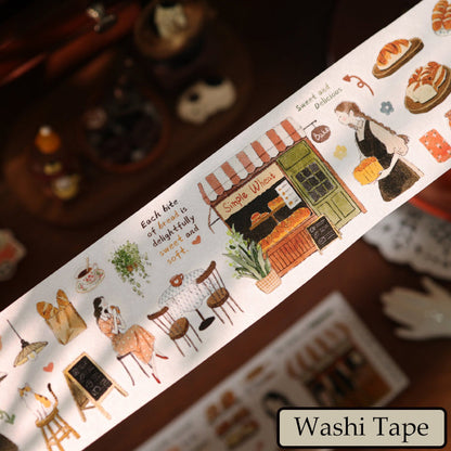 Whole Roll 5.5cm*5m Daily Life Of Bakery Die Cutting Washi/Fog PET Tape
