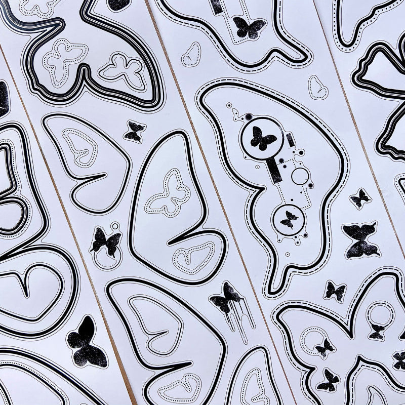 Whole Roll 8cm*5m Fantail Butterfly Die Cutting Washi/PET/Synthetic Paper Tape featuring butterfly designs for journaling, scrapbooking and collage