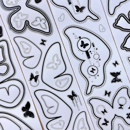 Whole Roll 8cm*5m Fantail Butterfly Die Cutting Washi/PET/Synthetic Paper Tape featuring butterfly designs for journaling, scrapbooking and collage