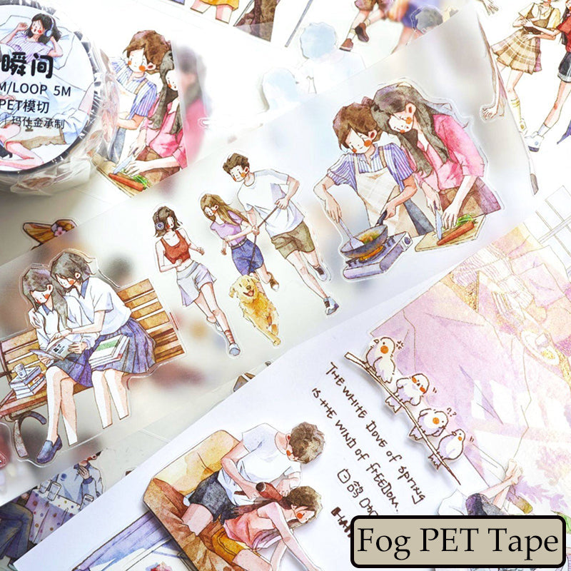 Whole Roll 5cm*5m Life Moments Die Cutting Washi/PET/Fog PET Tape