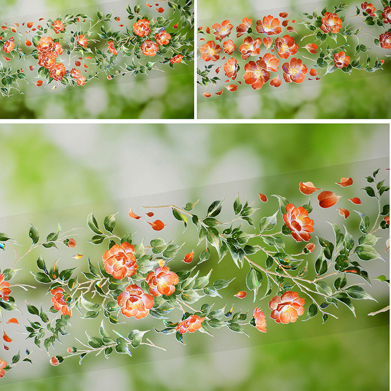 6cm*100cm Chiyako Flower Shell Light PET Tape featuring flower, and light designs for journaling, scrapbooking and collage