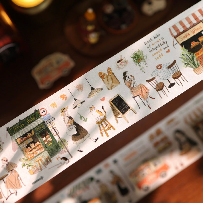 5.5cm*100cm Daily Life Of Bakery Die Cutting Washi/Fog PET Tape for journaling, scrapbooking and collage