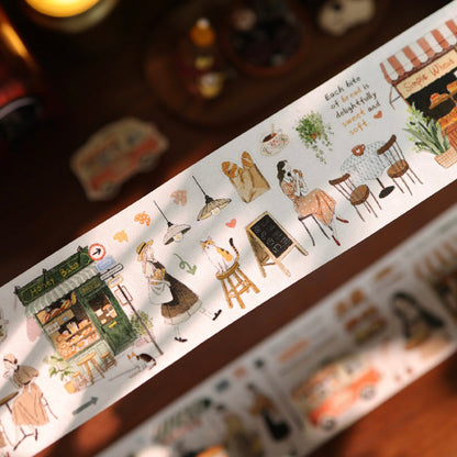 5.5cm*100cm Daily Life Of Bakery Die Cutting Washi/Fog PET Tape for journaling, scrapbooking and collage
