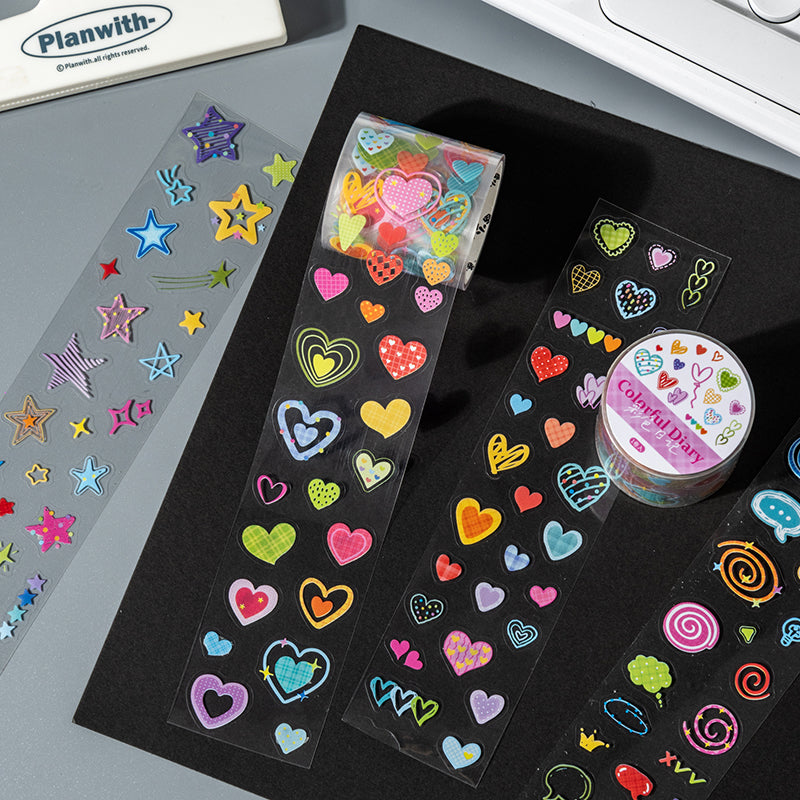 Color Diary Series Die Cutting PET Tape featuring color designs for journaling, scrapbooking and collage
