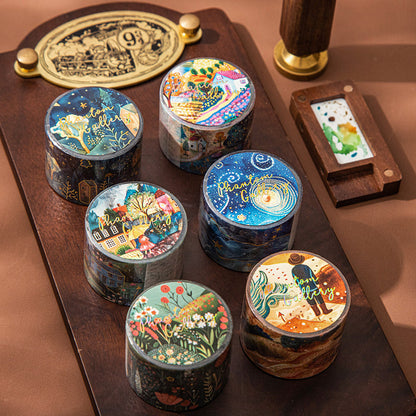 Phantom Chronicles Series Gold Stamping Washi Tape featuring old, and gold designs for journaling, scrapbooking and collage