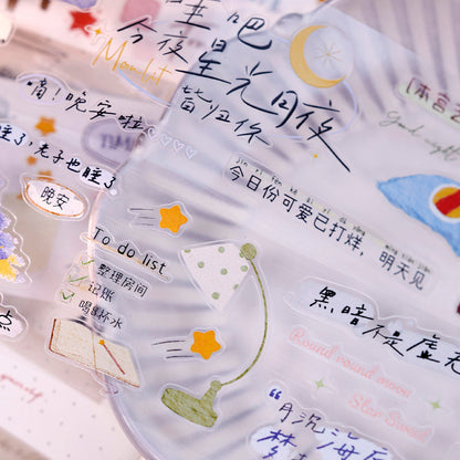 4.8cm*100cm Good Night Die Cutting Washi/PET Tape
