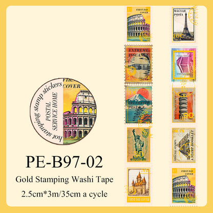 Postal Home Series Gold Stamping Washi Tape