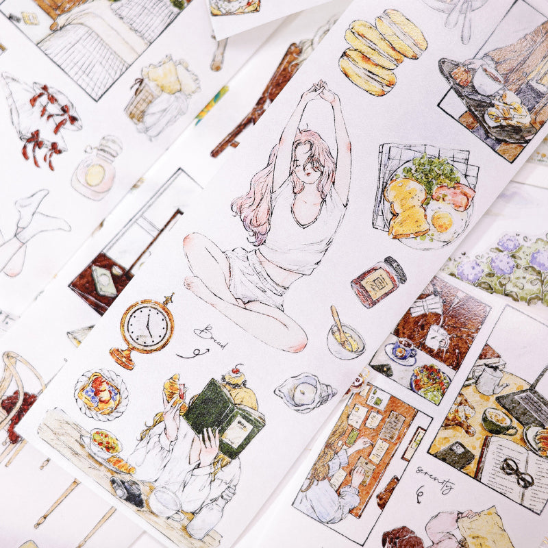 5.5cm*100cm Pace of life Die Cutting Washi/Fog PET Tape for journaling, scrapbooking and collage