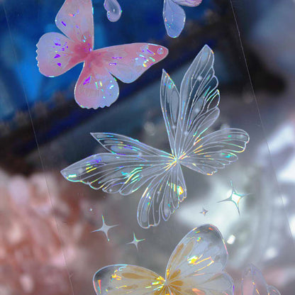 6cm*100cm Hyaline Feather Shell Light PET Tape featuring light designs for journaling, scrapbooking and collage